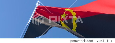 3D rendering of the national flag of Angola waving in the wind 70619104