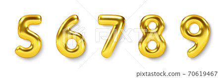 Gold Number Balloons Set Vector Realistic Stock Illustration 70619467 Pixta