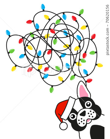 Dog bulldog tangled christmas lights Greeting card Dog bulldog tangled christmas lights Greeting card 70620156