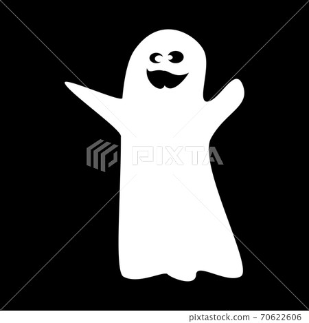 Ghost cute flat icon. White silhouette on blcak background. Vector Illustration. 70622606