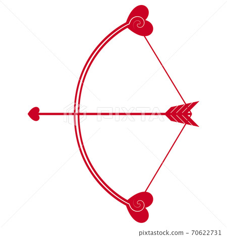 Bow and Arrow with Love Hearts Flat Icon. Element for Valentine's Day and Love Greeting Card. Vector Illustration. 70622731