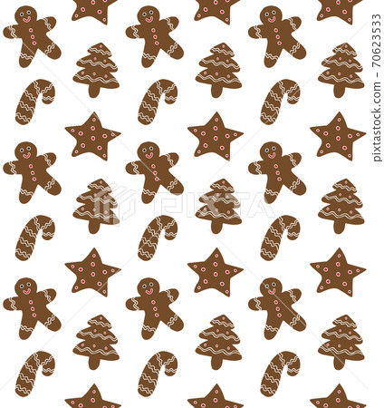 Vector seamless pattern of hand drawn ginger bread 70623533