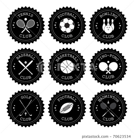 Vector set of different sport retro round logo 70623534