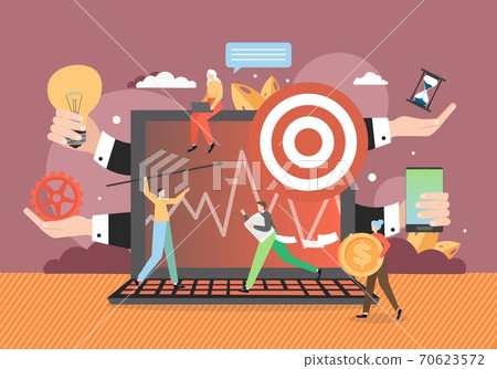 Human multitasking. Office workers performing many tasks at once, vector illustration 70623572