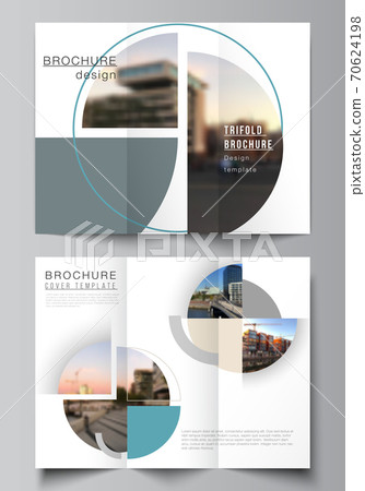 Vector layouts of covers design template for trifold brochure, flyer layout, book design, brochure cover, advertising. Background with abstract circle round banner. Corporate business concept template 70624198