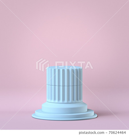 Mock up podium for product presentation blue column 3D 70624464
