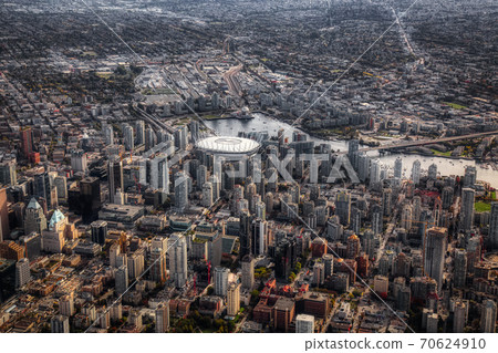 Aerial view of the City Buildings in Vancouver Downtown 70624910