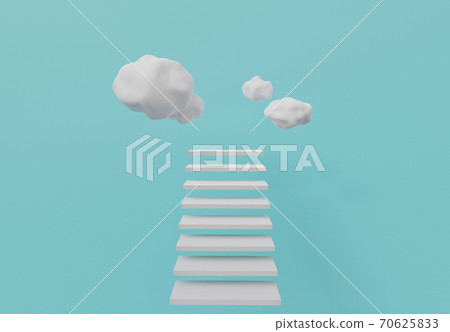 white stair steps and clouds, stairway to Heaven, 3d render white stair steps and clouds, stairway to Heaven, 3d render 70625833
