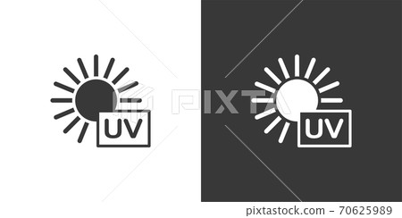 Ultra violet ray sun. Isolated icon on black and white background. Weather vector illustration 70625989