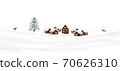 Winter village and deer on a white background 70626310