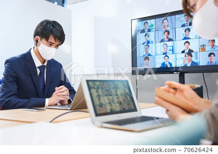Online meeting Video meeting Video meeting Web meeting Remote work Remote telework Internal meeting Online meeting Video meeting Video meeting Web meeting Remote work Remote telework Internal meeting 70626424