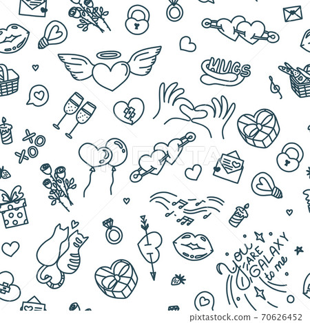 Seamless pattern with symbols of love and affection. Vector illustration Seamless pattern with symbols of love and affection. Vector illustration 70626452