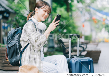 Woman, travel, backpacker Woman, travel, backpacker 70626789