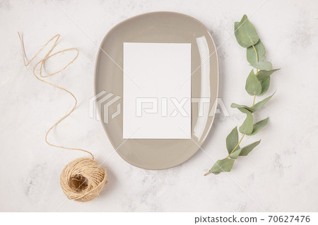 Blank paper card mock-up in minimal style. 70627476