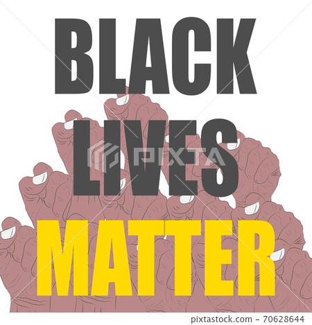 Black Lives Matter. Human hand. Fist raised up. Girl Power. Feminism concept. Realistic style vector illustration isolated on white. Sticker, patch, poster design. Black Lives Matter. Human hand. Fist raised up. Girl Power. Feminism concept. Realistic style vector illustration isolated on white. Sticker, patch, poster design. 70628644