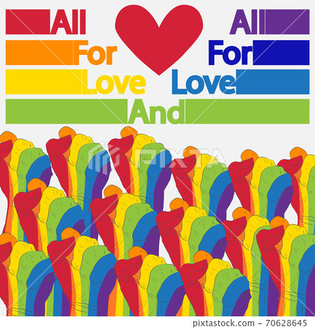 LGBT society. Gay rights. Freedom Day. Parade, poster. Hands. LGBT society. Gay rights. Freedom Day. Parade, poster. Hands. 70628645