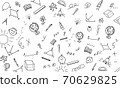 Seamless pattern. Back to school formulas with creative kid's doodle drawing. 70629825