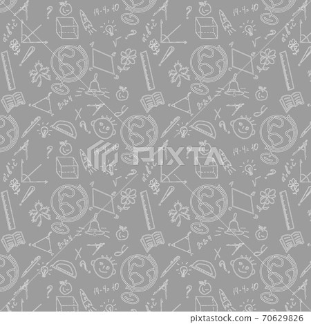 Doodle freehand drawing on grey background. Seamless pattern. 70629826
