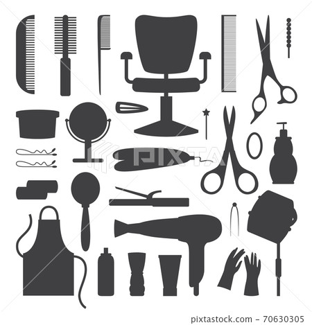 Set of icons of hairdresser equipment a isolated vector illustrations. Set of icons of hairdresser equipment a isolated vector illustrations. 70630305