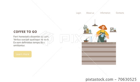 Coffee to go cafe or takeaway cafeteria website flat vector illustration. 70630525
