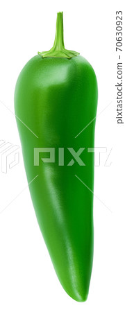 jalapeno pepper isolated on white background. Green chili pepper with clipping path and full depth of field. jalapeno pepper isolated on white background. Green chili pepper with clipping path and full depth of field. 70630923