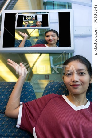 woman on the train shows up on the display woman on the train shows up on the display 70630948