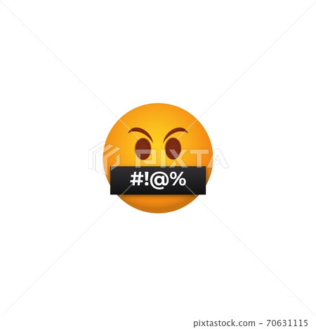 Censored angry emoticon. Yellow persons with their mouths closed with black tape bad message closed other. 70631115