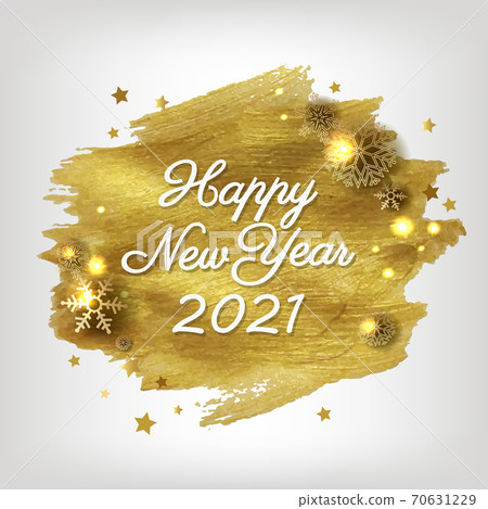 New Year Golden Paint With Stars And Snowflakes New Year Golden Paint With Stars And Snowflakes 70631229