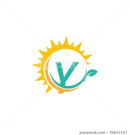 Letter Y icon logo with leaf combined with sunshine design Letter Y icon logo with leaf combined with sunshine design 70631537