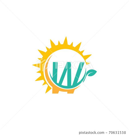 Letter W icon logo with leaf combined with sunshine design Letter W icon logo with leaf combined with sunshine design 70631538