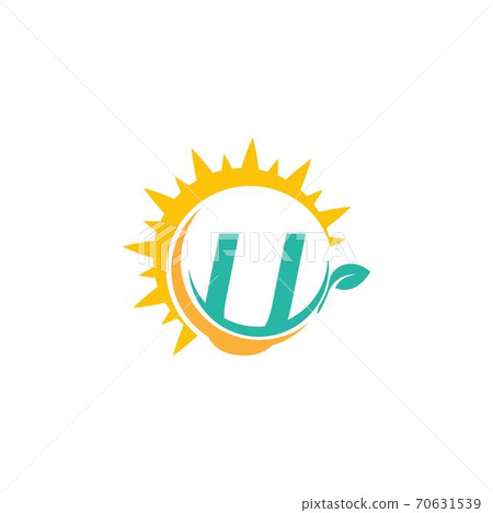 Letter U icon logo with leaf combined with sunshine design Letter U icon logo with leaf combined with sunshine design 70631539