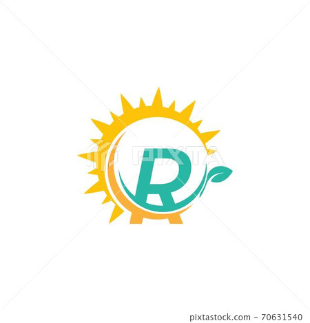 Letter R icon logo with leaf combined with sunshine design Letter R icon logo with leaf combined with sunshine design 70631540