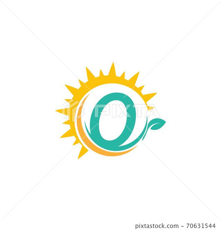 Letter O icon logo with leaf combined with sunshine design Letter O icon logo with leaf combined with sunshine design 70631544