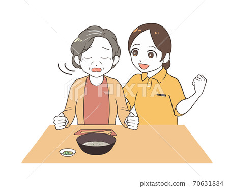 不喜歡粥的老婦,女性照顧者 不喜歡粥的老婦,女性照顧者 70631884