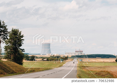 The road leading to the nuclear power plant in the Ostrovets district.The road to the nuclear power plant.Belarus 70632986