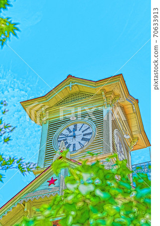 [動漫風格]北海道札幌市鐘樓的夏天（原札幌農業學校表演廳） 70633913
