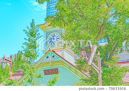 [動漫風格]北海道札幌市鐘樓的夏天（原札幌農業學校表演廳） 70633916