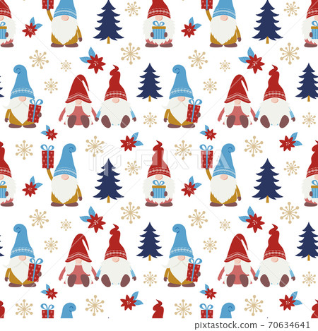 Seamless pattern of cute Christmas dwarfs 70634641
