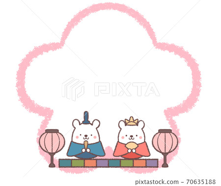 Hina doll polar bear plum line art frame Hina doll polar bear plum line art frame 70635188