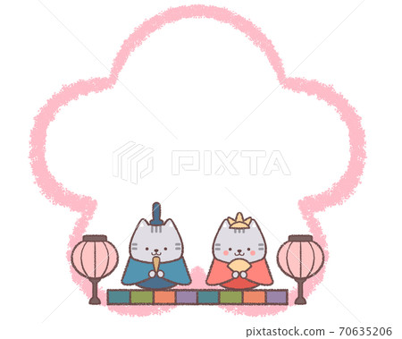 Hina doll cat plum line art frame 70635206