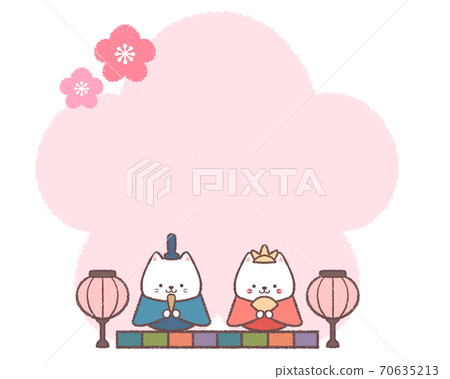 Hina doll white cat plum frame Hina doll white cat plum frame 70635213