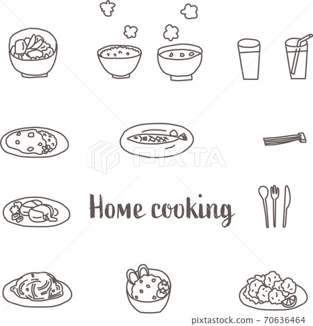 手繪線圖插圖的鬆散的日本家庭烹飪 70636464