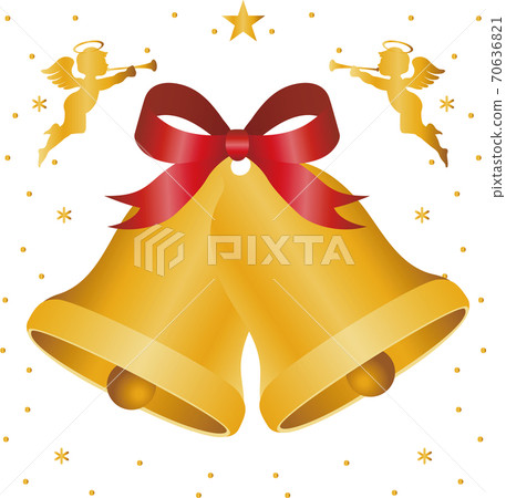 聖誕節聖誕節的鐘聲和天使插圖素材 70636821