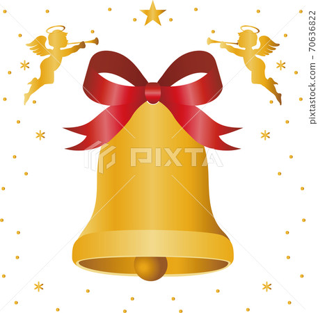 聖誕節聖誕節的鐘聲和天使插圖素材 70636822