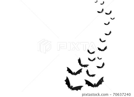 Halloween party  banner , group of bats paper cute isolated on white  background, space for text  , sale banner template ,website, poster, vector illustration  70637240