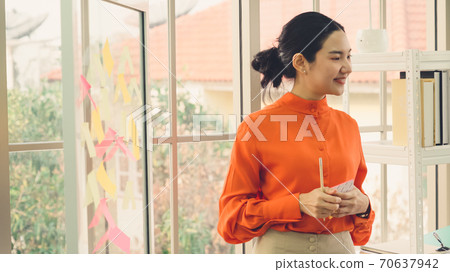 Business people work on project planning board 70637942