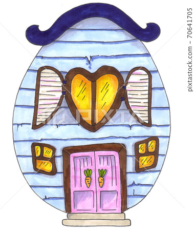 Blue egg house, fairytale decor, element for book illustration. Blue egg house, fairytale decor, element for book illustration. 70641705