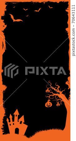 The vector Halloween web banner vertical half page ad size template background with bats, pumpkin and castle house The vector Halloween web banner vertical half page ad size template background with bats, pumpkin and castle house 70643111