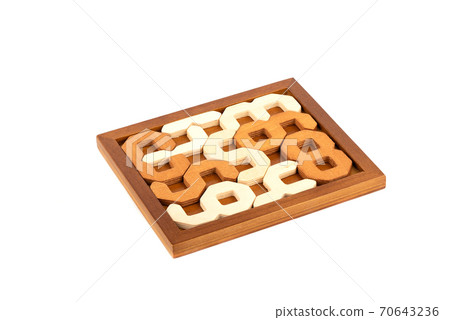 2D Wooden Puzzle Digital puzzle. Copy space. 2D Wooden Puzzle Digital puzzle. Copy space. 70643236