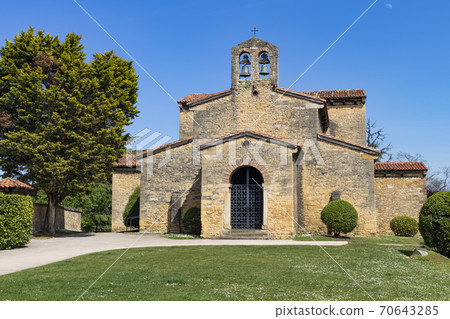Oviedo. Spain - April 14 2019: The church of San Julian de los Prados. UNESCO World Heritage Site 70643285